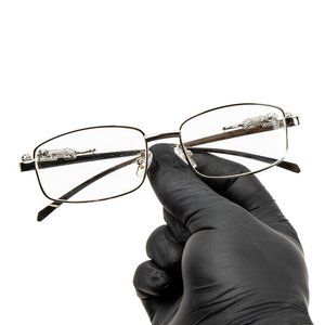 Luxury Leopard Clear Lens Silver Frame Hip Hop Retro Men's Rectangular Glasses